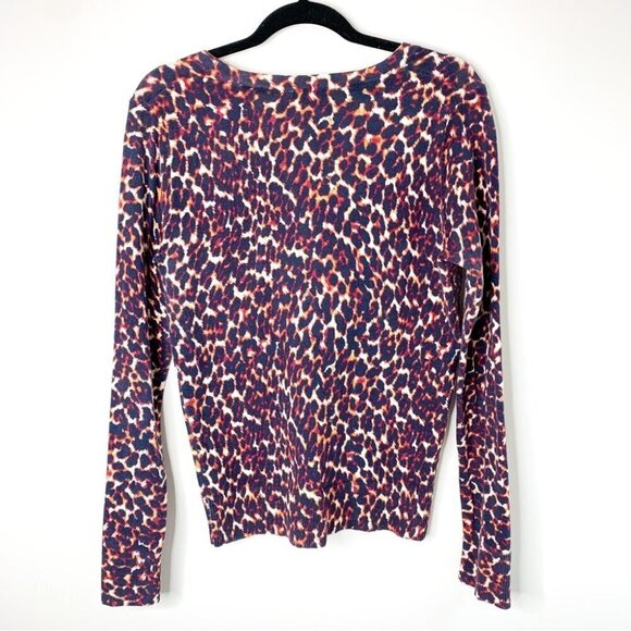 Y2K 90s 00s Merona Women’s Cardigan Sweater Cheetah Leopard Animal Print V-neck - Picture 13 of 16